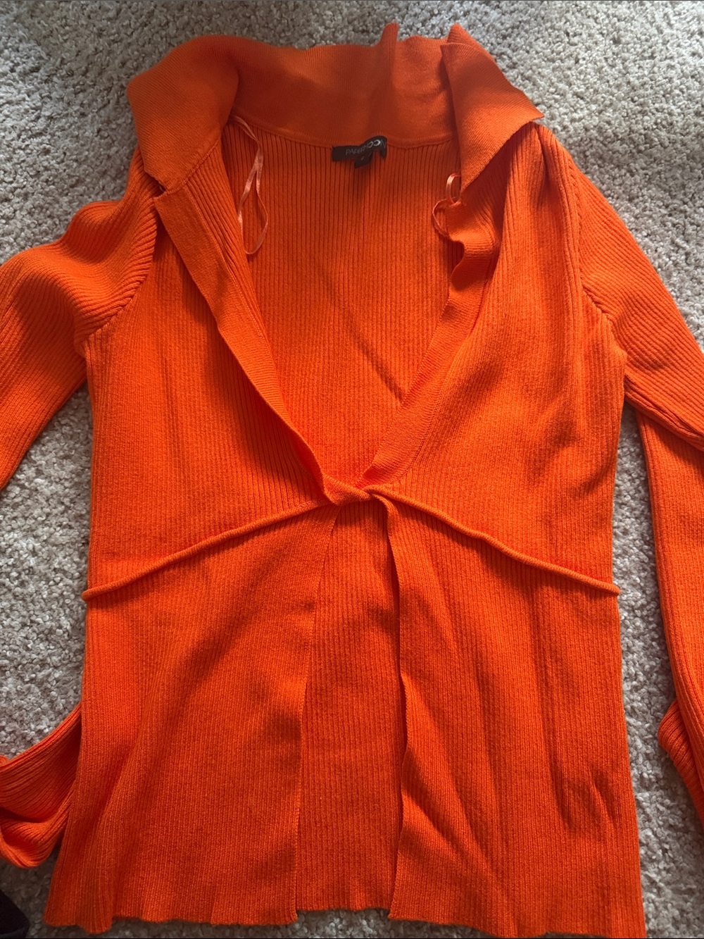 Bright Orange Open-Front Women’s Sweater